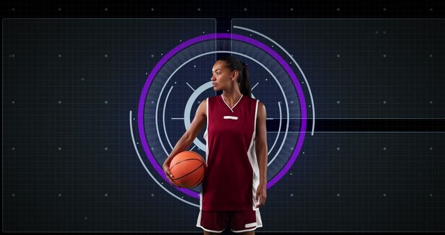 Biracial Female Basketball Player with Data Processing Concept - Download Free Stock Images Pikwizard.com