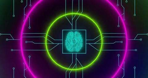 Digital Brain Circuit in Neon Glow Representing Data Processing - Download Free Stock Images Pikwizard.com