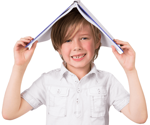 happy boy using notebook as fun shelter transparent - Download Free Stock Videos Pikwizard.com