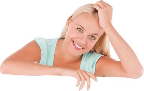 Smiling Blonde Woman with Transparent Background