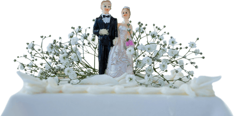 Transparent wedding cake toppers with elegant couple figurines