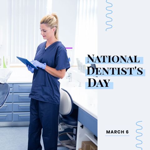 Female dentist celebrating national dentist's day in practice