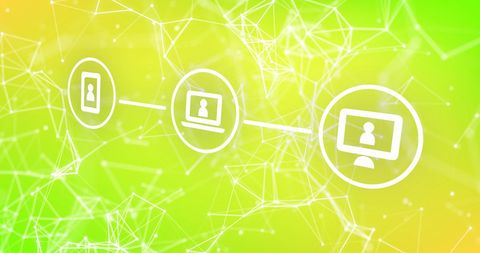Network connections symbolizing global data exchange on green background