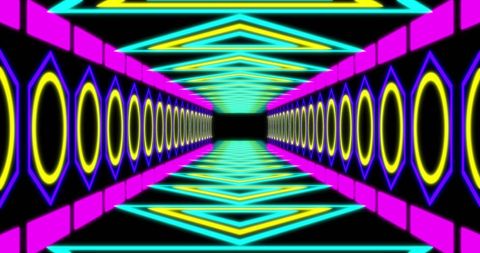 Vibrant neon tunnel with hypnotic glow