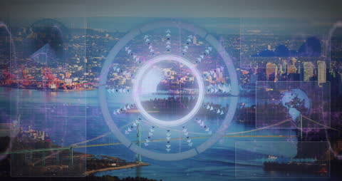 Futuristic Data Scanning Overlay on Cityscape