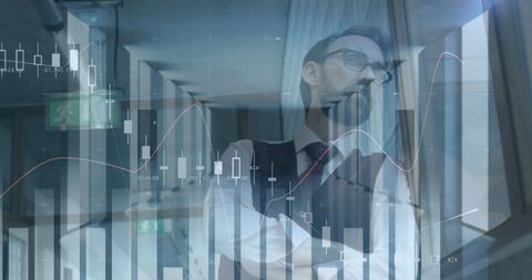 Caucasian Businessman Contemplating Financial Data Analysis