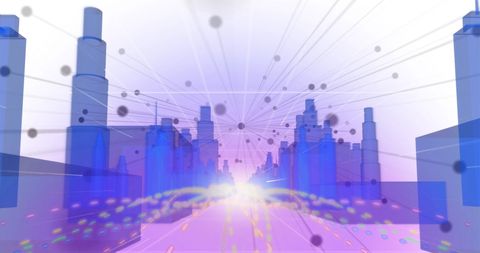 Futuristic Digital Cityscape with Neural Network Design