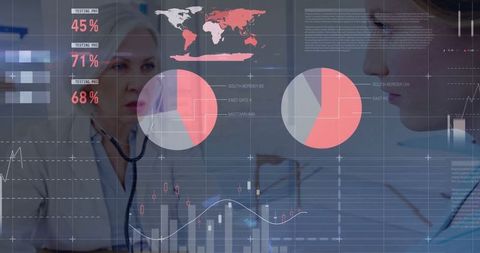 Doctors Analyzing Data Panels in High-Tech Medical Laboratory