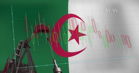 Algeria oil industry and finance illustration with national flag