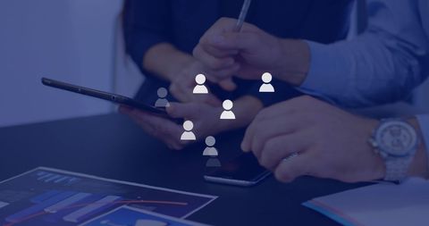 Team Collaboration with Technology and Media Icons