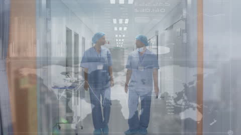 Healthcare Professionals Analyzing Global Medical Data with Technology