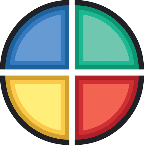 colorful four-part circle icon on transparent background - Download Free Stock Videos Pikwizard.com