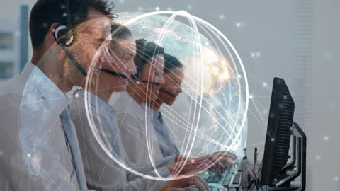 Global Customer Support Team Engaging in Digital Network