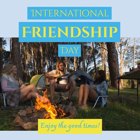 friends celebrating international friendship day by campfire - Download Free Stock Templates Pikwizard.com