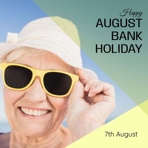 Elderly Woman Celebrating August Bank Holiday at Beach