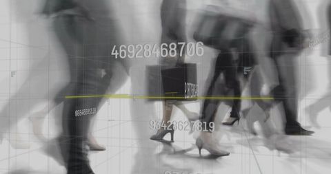 Busy Walkway with Digital Overlay and Data Analytics Concept