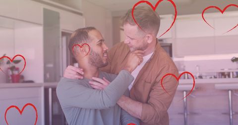 Diverse Gay Couple Embracing Love Celebration