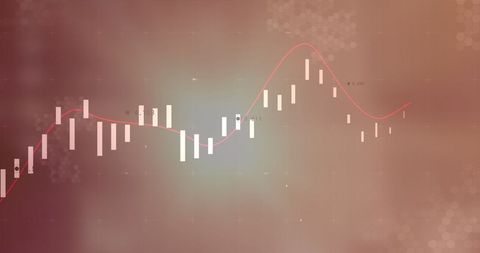 Abstract Digital Financial Graph Analysis on Red Background