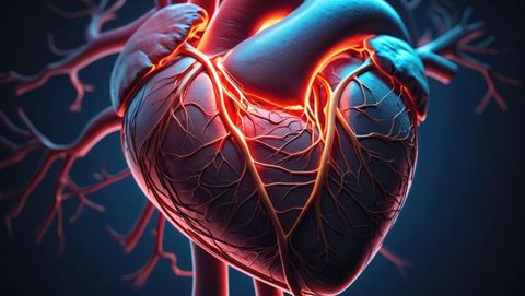 Artificial intelligence generated heart model with circulatory system depiction, cardiovascular dise