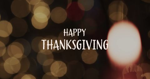 Glowing Happy Thanksgiving Celebration Card with Amber Spots - Download Free Stock Images Pikwizard.com