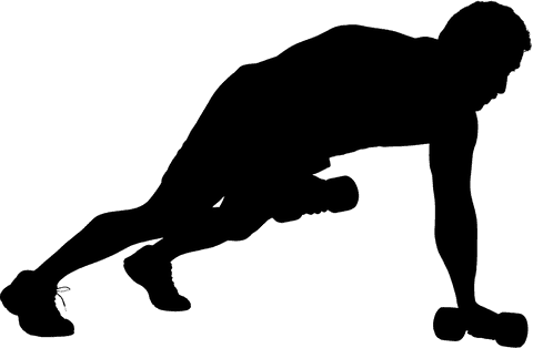 Silhouette of sportsperson lifting weights on transparent background