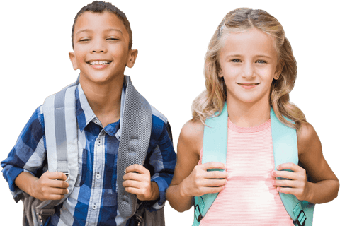 cheerful diverse kids carrying backpacks on transparent background - Download Free Stock Videos Pikwizard.com