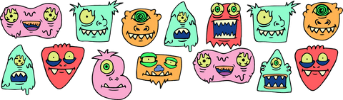 Colorful Transparent Cutouts of Playful Cartoon Monster Faces - Download Free Stock Videos Pikwizard.com