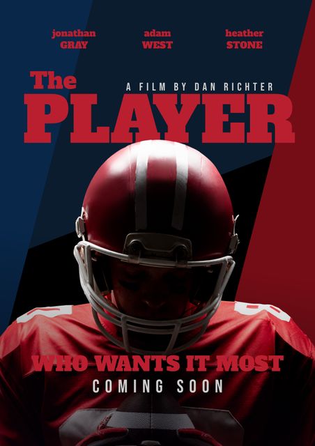 Film Poster Featuring American Football Player with Focused Head Down - Download Free Stock Templates Pikwizard.com