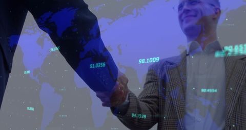 Global business success digital interface handshake