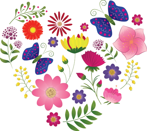 Colorful Floral Heart Pattern Transparent Illustration - Download Free Stock Videos Pikwizard.com