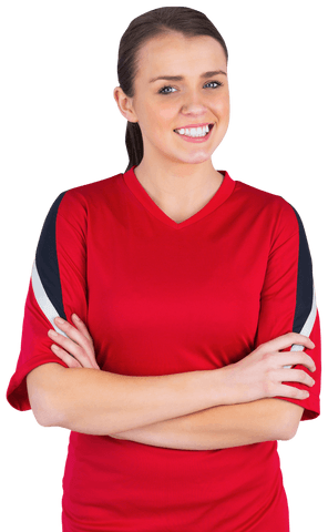 Transparent Image of Smiling Sports Fan in Red Jersey