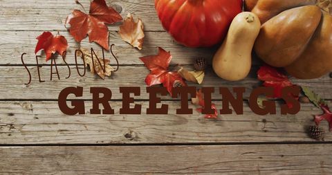 Autumn Season Greetings with Pumpkins and Leaves - Download Free Stock Images Pikwizard.com