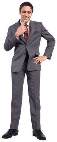 Smiling Caucasian Businessman in Suit on Transparent Background