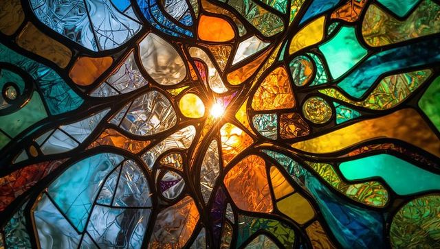 Vibrant Stained Glass Mosaic Glowing With Sunlight