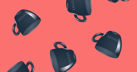 Black coffee cups fading into pink background