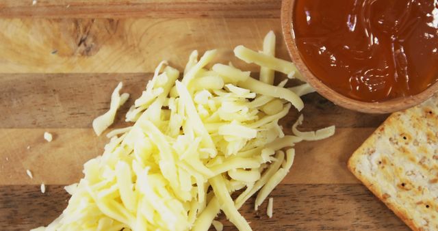 Grated Cheese with Tomato Sauce in Wooden Bowl Ready for Snack - Download Free Stock Images Pikwizard.com