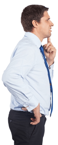 Side View Nervous Caucasian Businessman Thinking Seriously on Transparent Background - Download Free Stock Videos Pikwizard.com