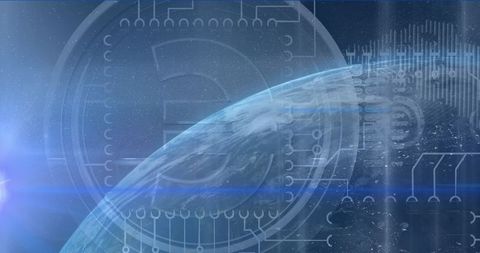 earth with digital circuit overlay in futuristic space scene - Download Free Stock Images Pikwizard.com