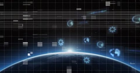 Futuristic Vision of Digital Earth with Glowing Horizon in Space