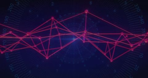 Futuristic Digital Data Network with Glowing Nodes on Blue Background
