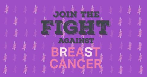 Breast Cancer Awareness Campaign with Pink Ribbon and Purple Background
