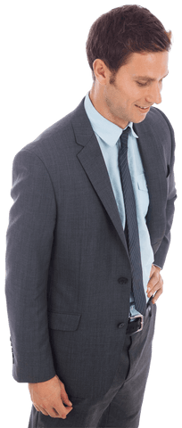 Transparent Cheerful Businessman with Hand on Hip