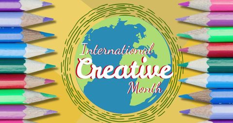International Creative Month Celebration with Colorful Pencils