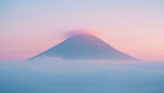 Majestic Volcanic Peak in Pastel Dawn