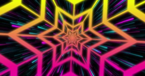 Vibrant neon star pattern on a dynamic background