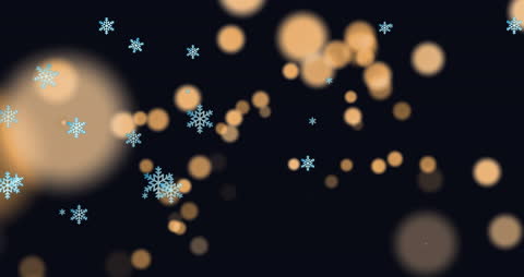 Festive Snowflakes and Light Bokeh on Dark Background