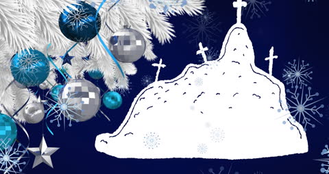 Animated Festive Christmas Scene with Snow and Decorations
