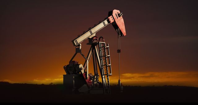 Oil Pump Operating at Sunset with Scenic Horizon - Download Free Stock Images Pikwizard.com