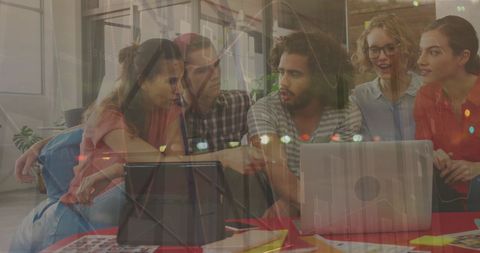 Multiracial Team Analyzing Financial Data in Contemporary Office