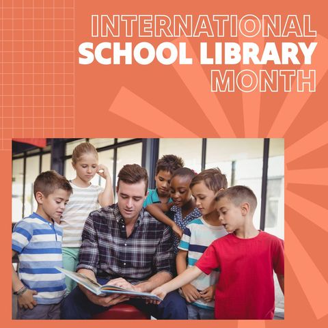 International school library month celebration with teacher and students